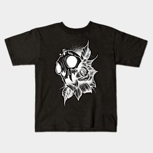 Skull And Rose (white version) Kids T-Shirt